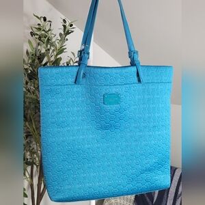 Michael Kors Neoprene Jet Set Monogram Teal Tote